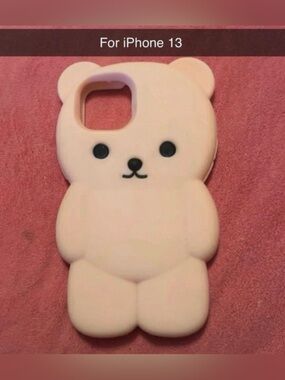 Cute Pink Bear Silicone Case for iPhone 13